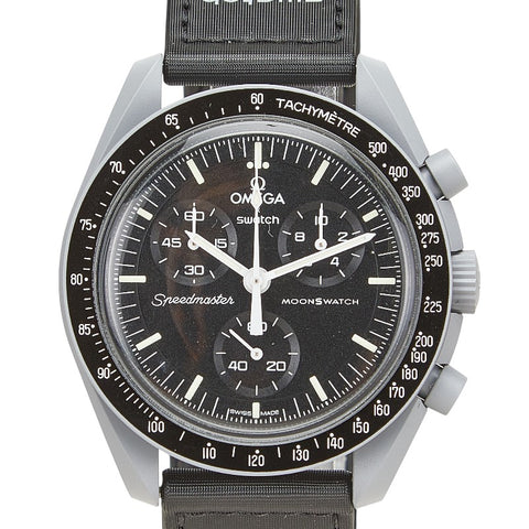 オメガ ×スウォッチ ムーンスウォッチ MISSION TO THE MOON 腕時計 SO33M100 クオーツ ブラック文字盤 セラミック ナイロン メンズ OMEGA 【中古】