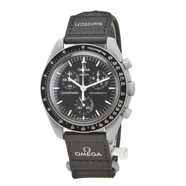 オメガ ×スウォッチ ムーンスウォッチ MISSION TO THE MOON 腕時計 SO33M100 クオーツ ブラック文字盤 セラミック ナイロン メンズ OMEGA 【中古】