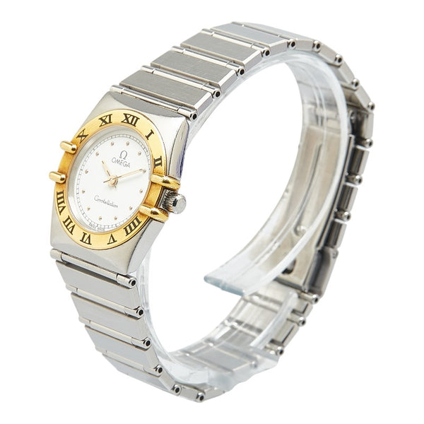 オメガ コンステレーション マンハッタン 腕時計 1310.20.00 クオーツ ホワイト文字盤 ステンレススチール イエローゴールド レディース OMEGA 【中古】