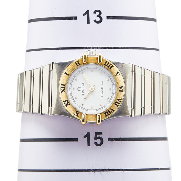 オメガ コンステレーション ミニ 腕時計 795.1080 クオーツ ホワイト文字盤 ステンレススチール イエローゴールド レディース OMEGA 【中古】