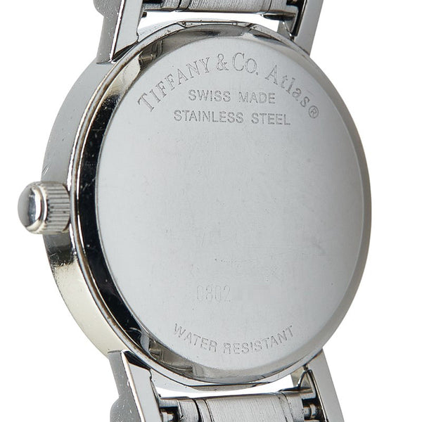 ティファニー アトラス 腕時計 クオーツ ブラック文字盤 ステンレススチール レディース TIFFANY&Co. 【中古】