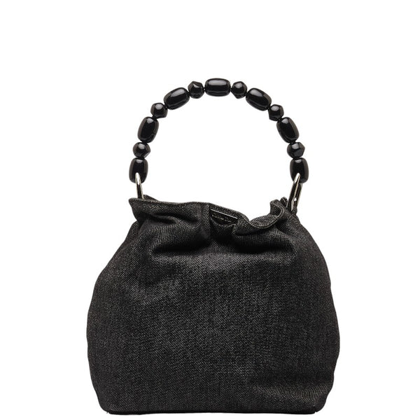 ディオール マリスパール ロゴプレート ハンドバッグ ブラック グレー デニム レディース Dior 【中古】