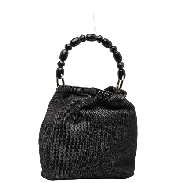 ディオール マリスパール ロゴプレート ハンドバッグ ブラック グレー デニム レディース Dior 【中古】