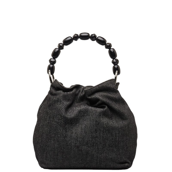 ディオール マリスパール ロゴプレート ハンドバッグ ブラック グレー デニム レディース Dior 【中古】