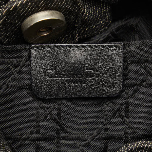 ディオール マリスパール ロゴプレート ハンドバッグ ブラック グレー デニム レディース Dior 【中古】