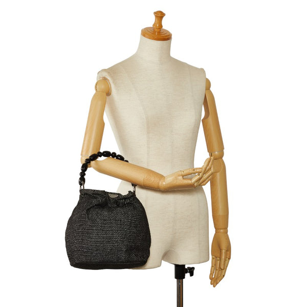ディオール マリスパール ロゴプレート ハンドバッグ ブラック グレー デニム レディース Dior 【中古】