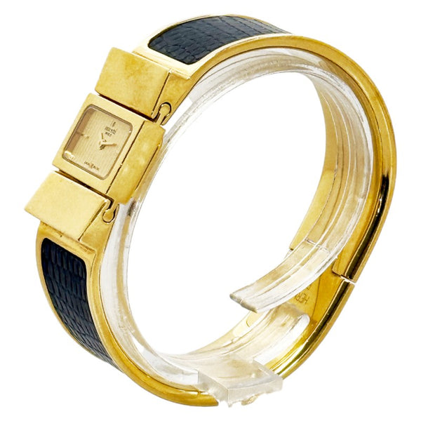 エルメス ロケ バングルウォッチ 腕時計 L01.201 クオーツ ゴールド文字盤 メッキ リザード レディース HERMES 【中古】