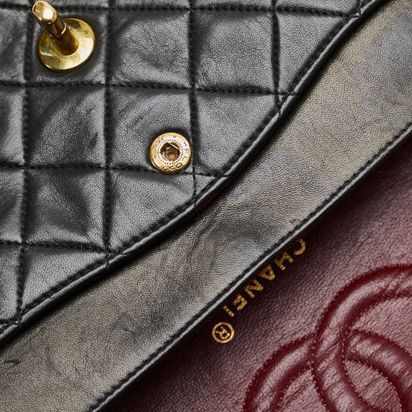 シャネル マトラッセ25 ココマーク ダブルフラップ チェーン ショルダーバッグ ブラック ゴールド ラムスキン レディース CHANEL 【中古】