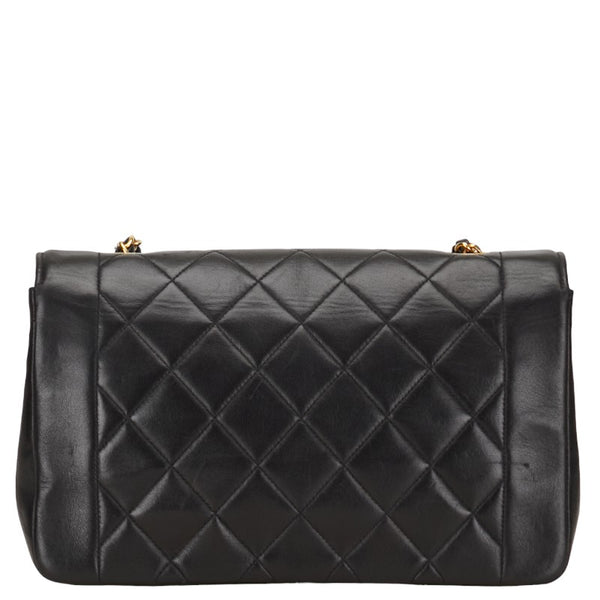 シャネル マトラッセ ダイアナ25 チェーン ショルダーバッグ ブラック ラムスキン レディース CHANEL 【中古】