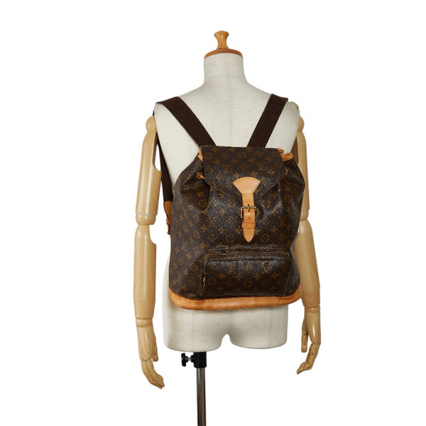 ルイ ヴィトン モノグラム モンスリGM リュック バックパック M51135 ブラウン PVC レザー レディース LOUIS VUITTON 【中古】