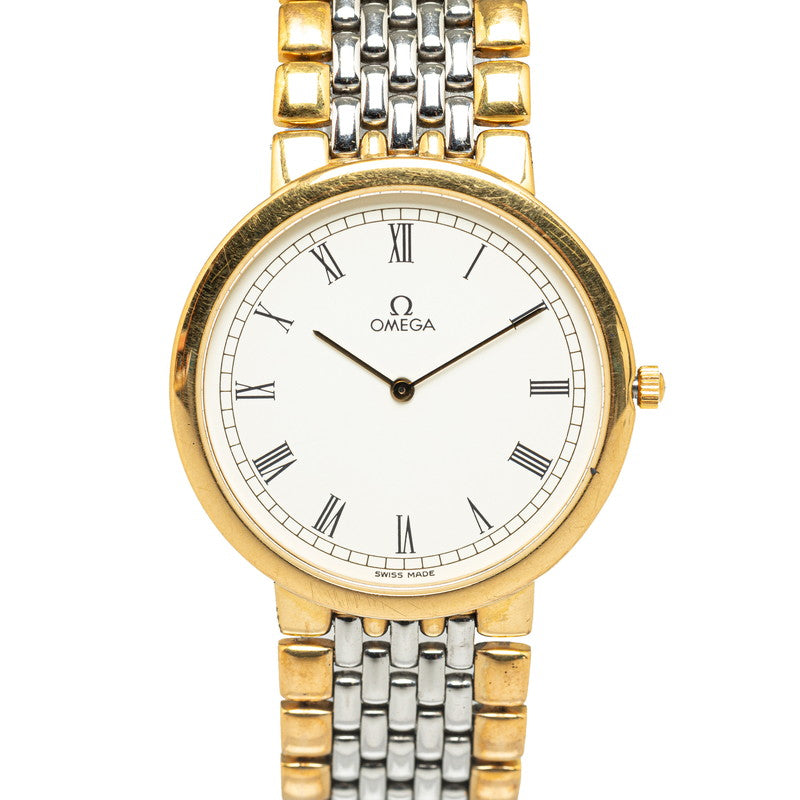 オメガ デビル 腕時計 クオーツ ホワイト文字盤 ステンレススチール メンズ OMEGA 【中古】