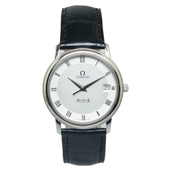 オメガ デビル プレステージ 腕時計 4810.33.01 クオーツ ホワイト文字盤 ステンレススチール レザー メンズ OMEGA 【中古】