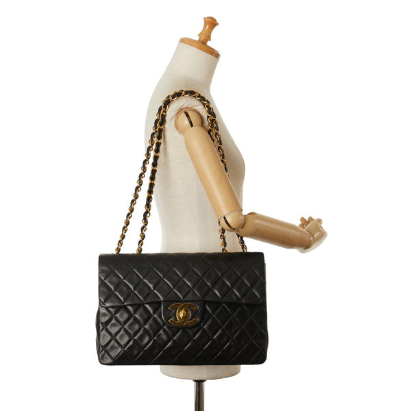 シャネル マトラッセ35 ココマーク チェーン ショルダーバッグ ブラック レザー レディース CHANEL 【中古】