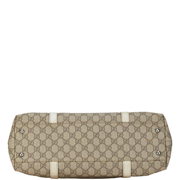 グッチ GGスプリーム ハンドバッグ トートバッグ 114595 ベージュ ホワイト PVC レザー レディース GUCCI 【中古】