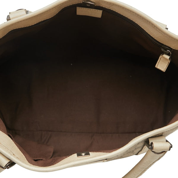 グッチ GGスプリーム ハンドバッグ トートバッグ 114595 ベージュ ホワイト PVC レザー レディース GUCCI 【中古】