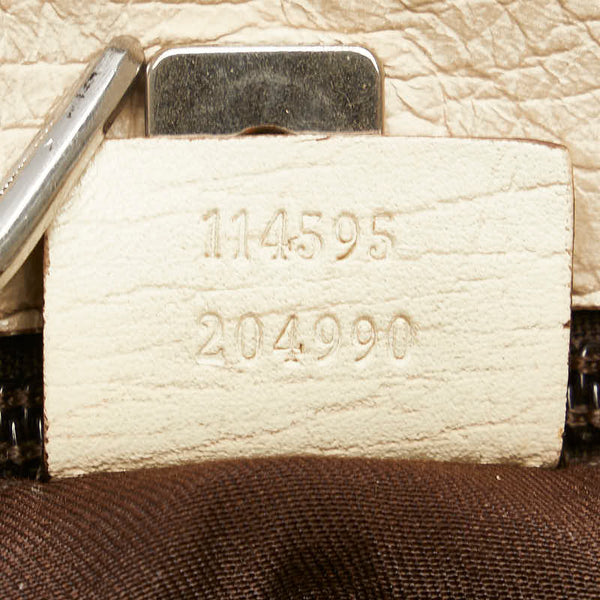 グッチ GGスプリーム ハンドバッグ トートバッグ 114595 ベージュ ホワイト PVC レザー レディース GUCCI 【中古】