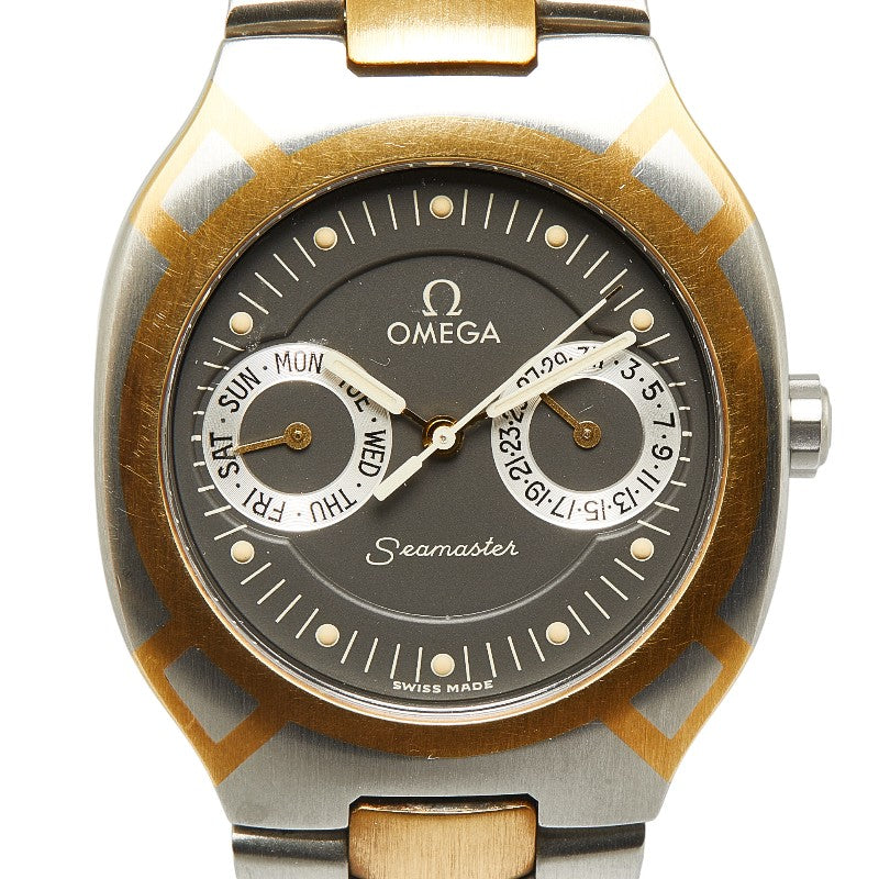 オメガ シーマスター ポラリス 腕時計 396.1022 クオーツ グレー文字盤 ステンレススチール K18YG イエローゴールド コンビ メンズ OMEGA 【中古】