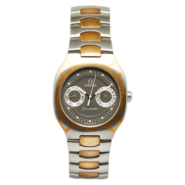 オメガ シーマスター ポラリス 腕時計 396.1022 クオーツ グレー文字盤 ステンレススチール K18YG イエローゴールド コンビ メンズ OMEGA 【中古】