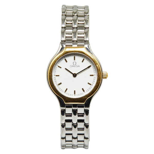 オメガ デビル 腕時計 クオーツ ホワイト文字盤 ステンレススチール レディース OMEGA 【中古】