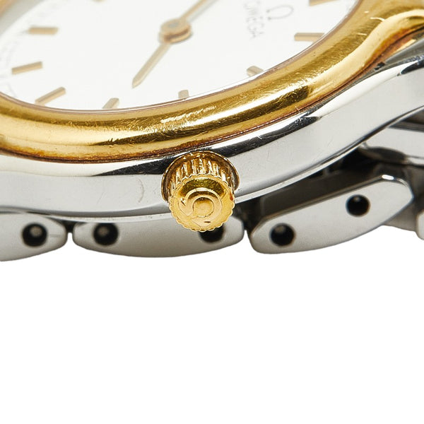 オメガ デビル 腕時計 クオーツ ホワイト文字盤 ステンレススチール レディース OMEGA 【中古】