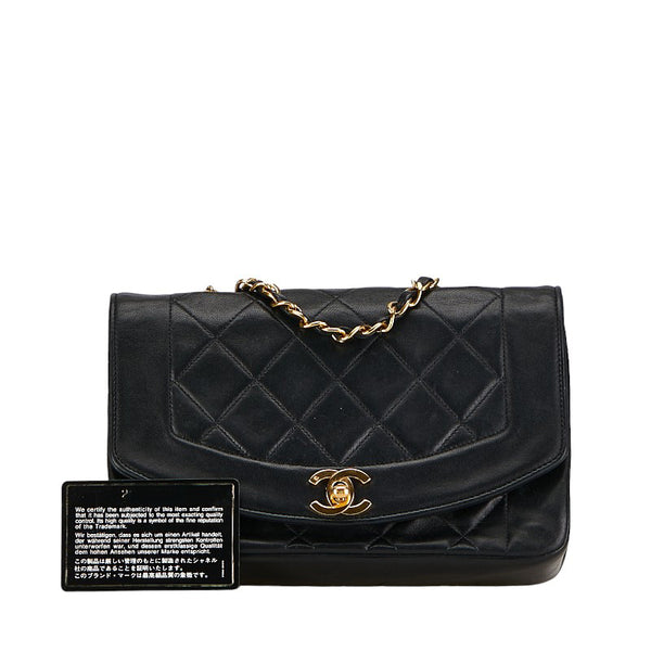 シャネル マトラッセ23 ダイアナ チェーン ショルダーバッグ ブラック ゴールド ラムスキン レディース CHANEL 【中古】