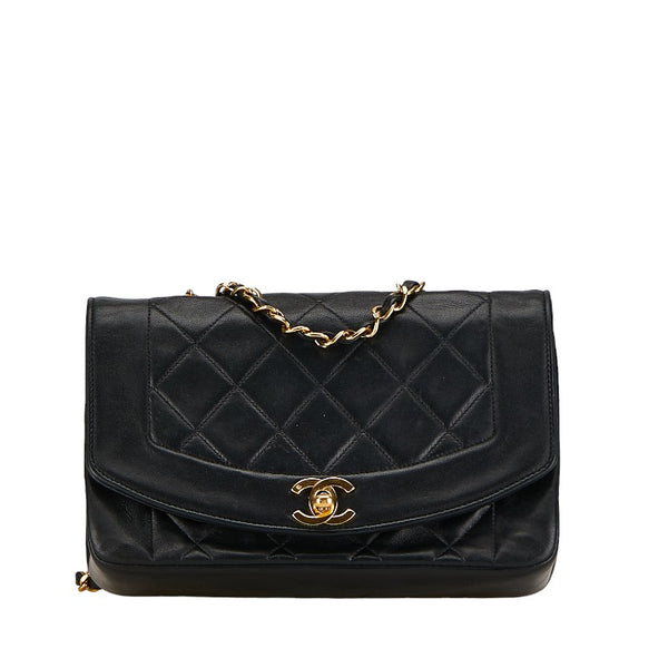 シャネル マトラッセ23 ダイアナ チェーン ショルダーバッグ ブラック ゴールド ラムスキン レディース CHANEL 【中古】