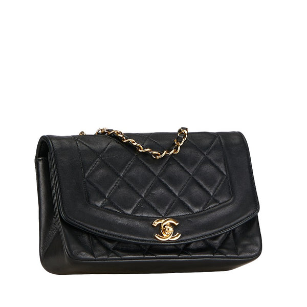 シャネル マトラッセ23 ダイアナ チェーン ショルダーバッグ ブラック ゴールド ラムスキン レディース CHANEL 【中古】
