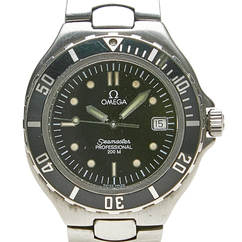 オメガ シーマスター プロフェッショナル 200 腕時計 2850.50 クオーツ ブラック文字盤 ステンレススチール メンズ OMEGA 【中古】