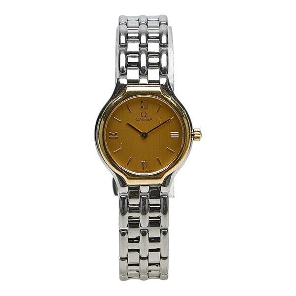 オメガ デビル 腕時計 クオーツ ゴールド文字盤 ステンレススチール レディース OMEGA 【中古】