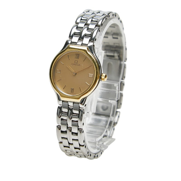 オメガ デビル 腕時計 クオーツ ゴールド文字盤 ステンレススチール レディース OMEGA 【中古】