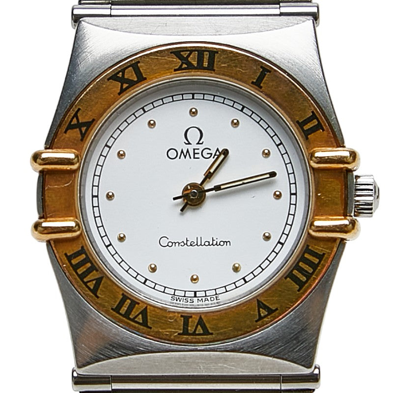 オメガ コンステレーション 腕時計 クオーツ ホワイト文字盤 ステンレススチール メッキ レディース OMEGA 【中古】