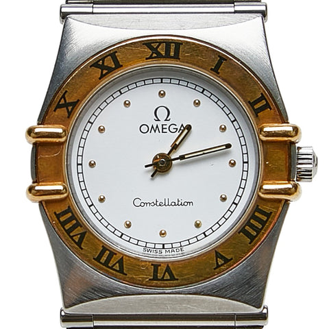 オメガ コンステレーション 腕時計 クオーツ ホワイト文字盤 ステンレススチール メッキ レディース OMEGA 【中古】
