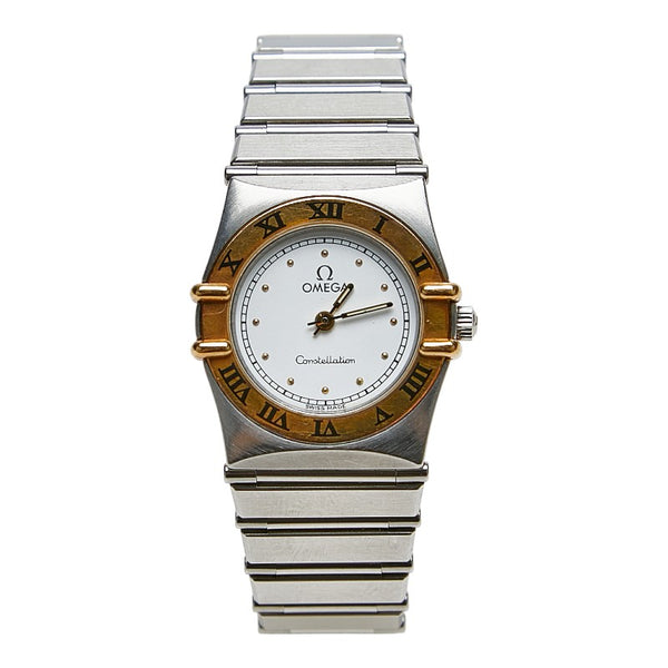 オメガ コンステレーション 腕時計 クオーツ ホワイト文字盤 ステンレススチール メッキ レディース OMEGA 【中古】