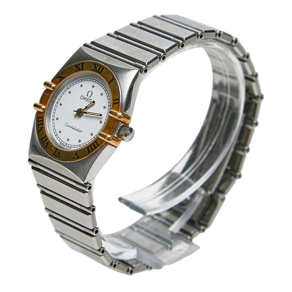 オメガ コンステレーション 腕時計 クオーツ ホワイト文字盤 ステンレススチール メッキ レディース OMEGA 【中古】