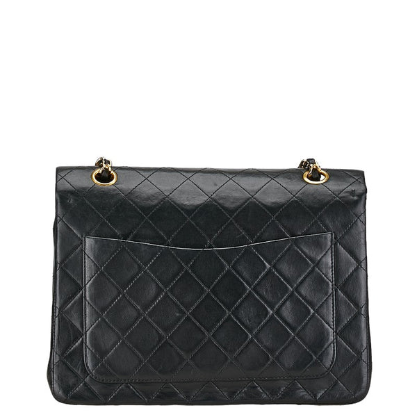 シャネル マトラッセ25 ココマーク ダブルフラップ チェーン ショルダーバッグ ブラック ラムスキン レディース CHANEL 【中古】