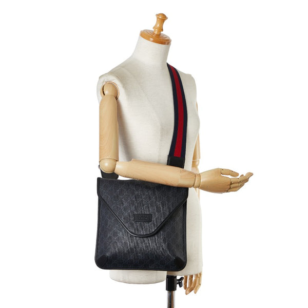 グッチ GGスプリーム シェリーライン 斜め掛け ショルダーバッグ メッセンジャーバッグ 599521 ブラック マルチカラー PVC レディース GUCCI 【中古】