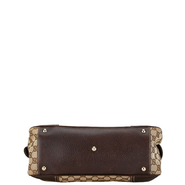 グッチ GGキャンバス プリンシー シェリーライン ハンドバッグ 161720 ベージュ ブラウン キャンバス レザー レディース GUCCI 【中古】