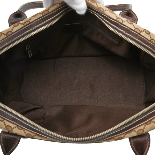 グッチ GGキャンバス プリンシー シェリーライン ハンドバッグ 161720 ベージュ ブラウン キャンバス レザー レディース GUCCI 【中古】