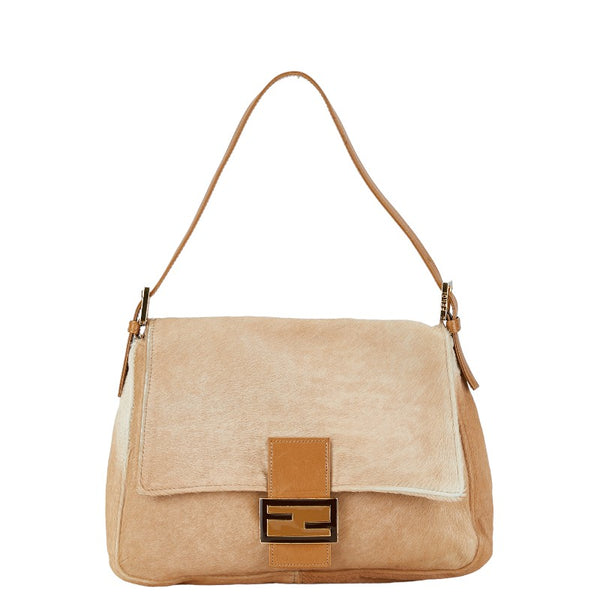フェンディ マンマバケット ショルダーバッグ ベージュ ハラコ レザー レディース FENDI 【中古】