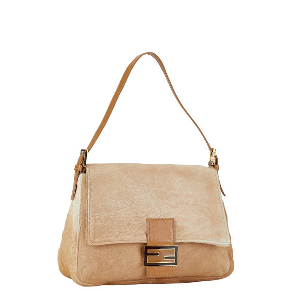 フェンディ マンマバケット ショルダーバッグ ベージュ ハラコ レザー レディース FENDI 【中古】