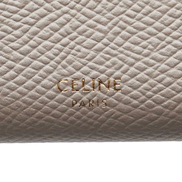 セリーヌ ラージ フラップウォレット  長財布 グレー レザー レディース CELINE 【中古】