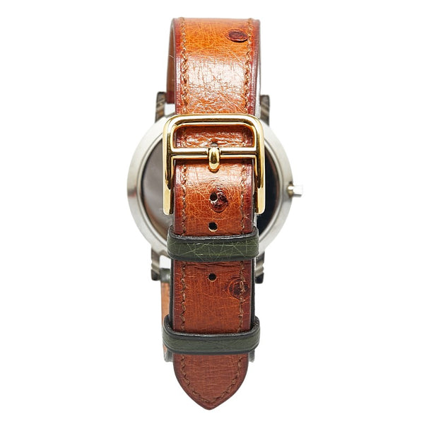 エルメス セリエ デイト 腕時計 クオーツ ホワイト文字盤 レザー ステンレススチール レディース HERMES 【中古】