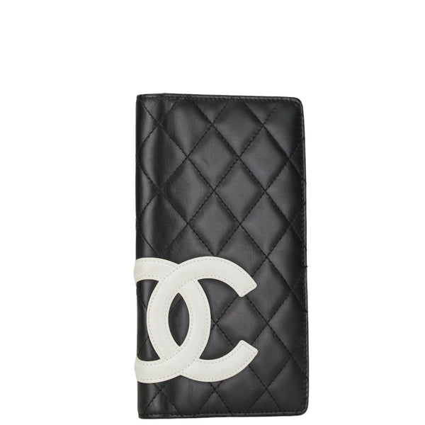 シャネル マトラッセ カンボンライン ココマーク 長財布 ブラック ホワイト ラムスキン レディース CHANEL 【中古】