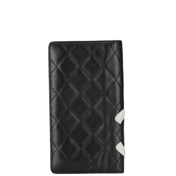 シャネル マトラッセ カンボンライン ココマーク 長財布 ブラック ホワイト ラムスキン レディース CHANEL 【中古】