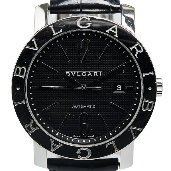 ブルガリ ブルガリブルガリ 腕時計 BB42SL 自動巻き ブラック文字盤 ステンレススチール レザー メンズ BVLGARI 【中古】