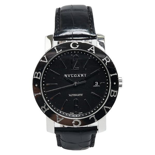 ブルガリ ブルガリブルガリ 腕時計 BB42SL 自動巻き ブラック文字盤 ステンレススチール レザー メンズ BVLGARI 【中古】