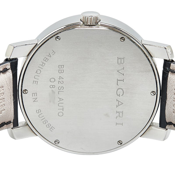 ブルガリ ブルガリブルガリ 腕時計 BB42SL 自動巻き ブラック文字盤 ステンレススチール レザー メンズ BVLGARI 【中古】