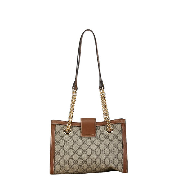 グッチ GGスモール パドロック チェーン ショルダーバッグ 498156 ベージュ ブラック レザー PVC レディース GUCCI 【中古】