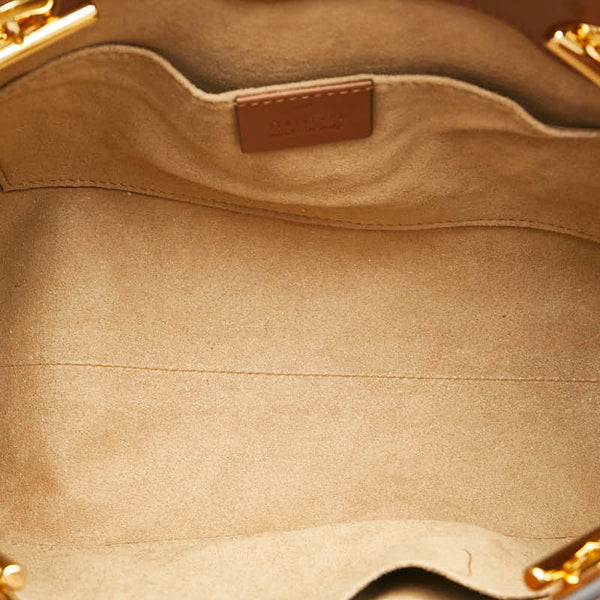 グッチ GGスモール パドロック チェーン ショルダーバッグ 498156 ベージュ ブラック レザー PVC レディース GUCCI 【中古】