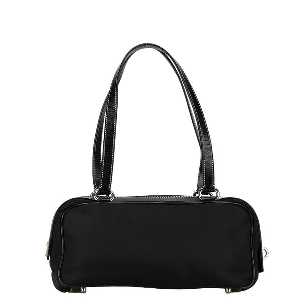 プラダ テスート ハンドバッグ ブラック シルバー ナイロン レザー レディース PRADA 【中古】